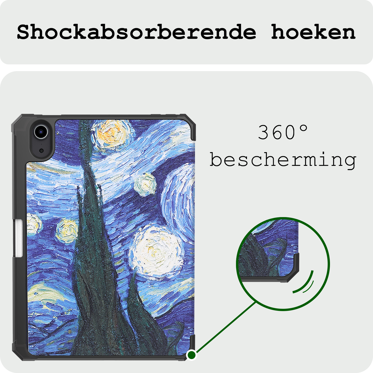 BASEY. BASEY. iPad Mini 7 Hoesje Met Uitsparing Apple Pencil En Met Screenprotector - Sterrenhemel