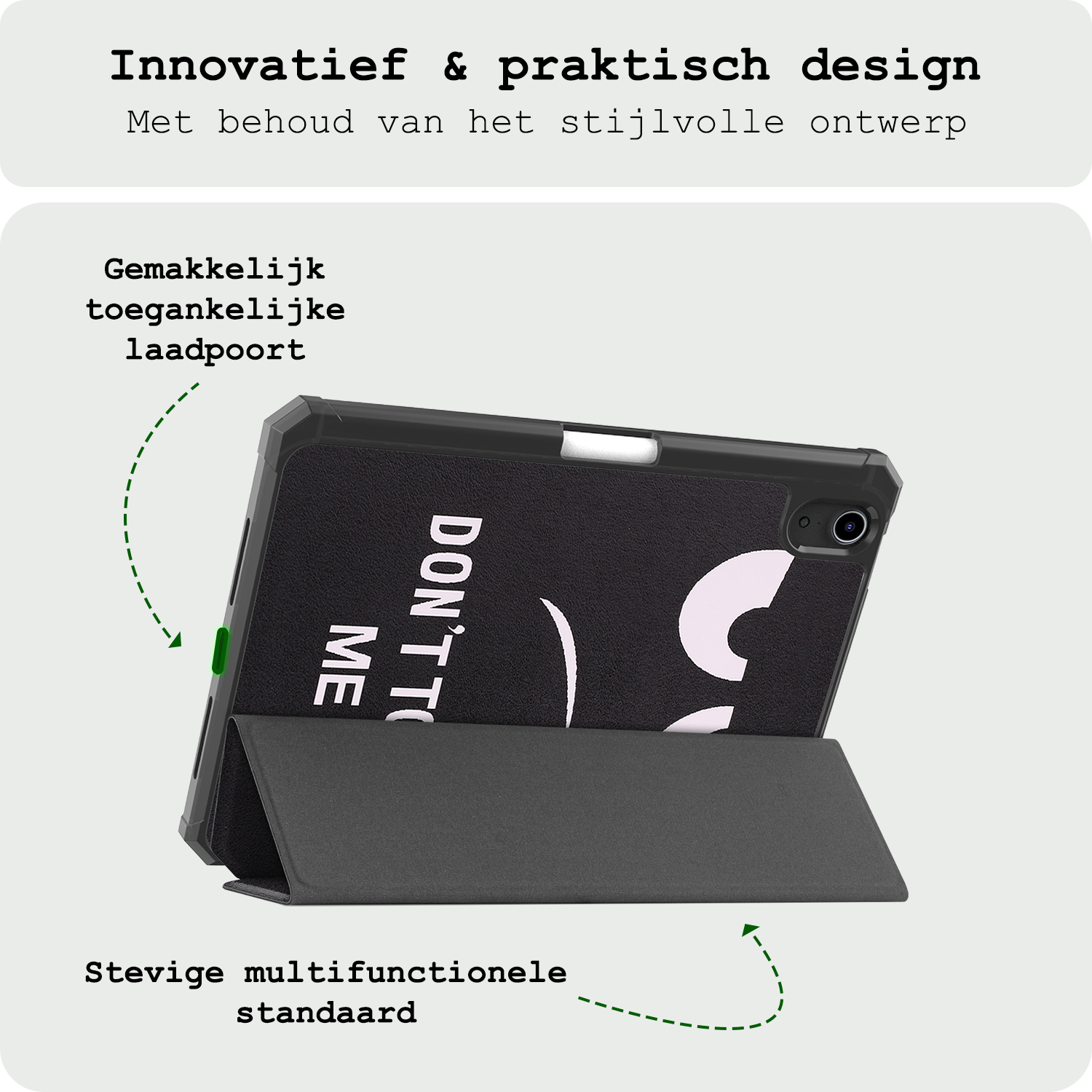 BASEY. BASEY. iPad Mini 7 Hoesje Met Uitsparing Apple Pencil En Met Screenprotector - Don't touch me