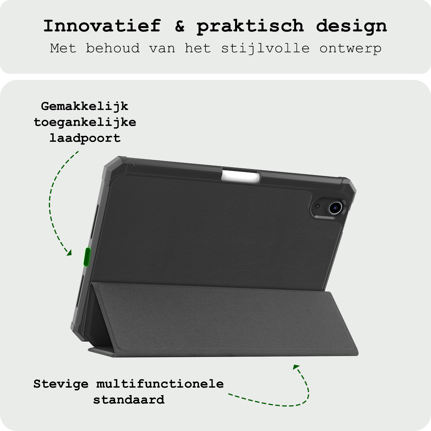 BASEY. BASEY. iPad Mini 7 Hoesje Met Uitsparing Apple Pencil En Met Screenprotector - Zwart