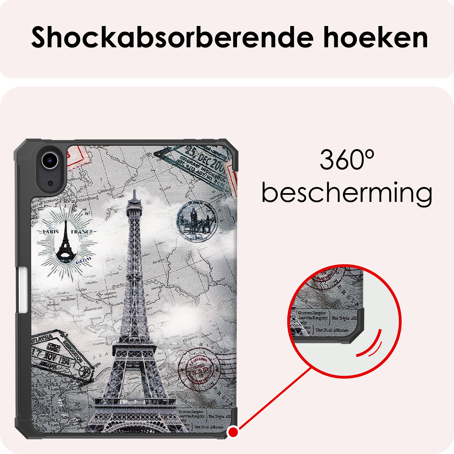 NoXx NoXx iPad Mini 7 Hoesje Met Uitsparing Apple Pencil En Met Screenprotector - Eiffeltoren