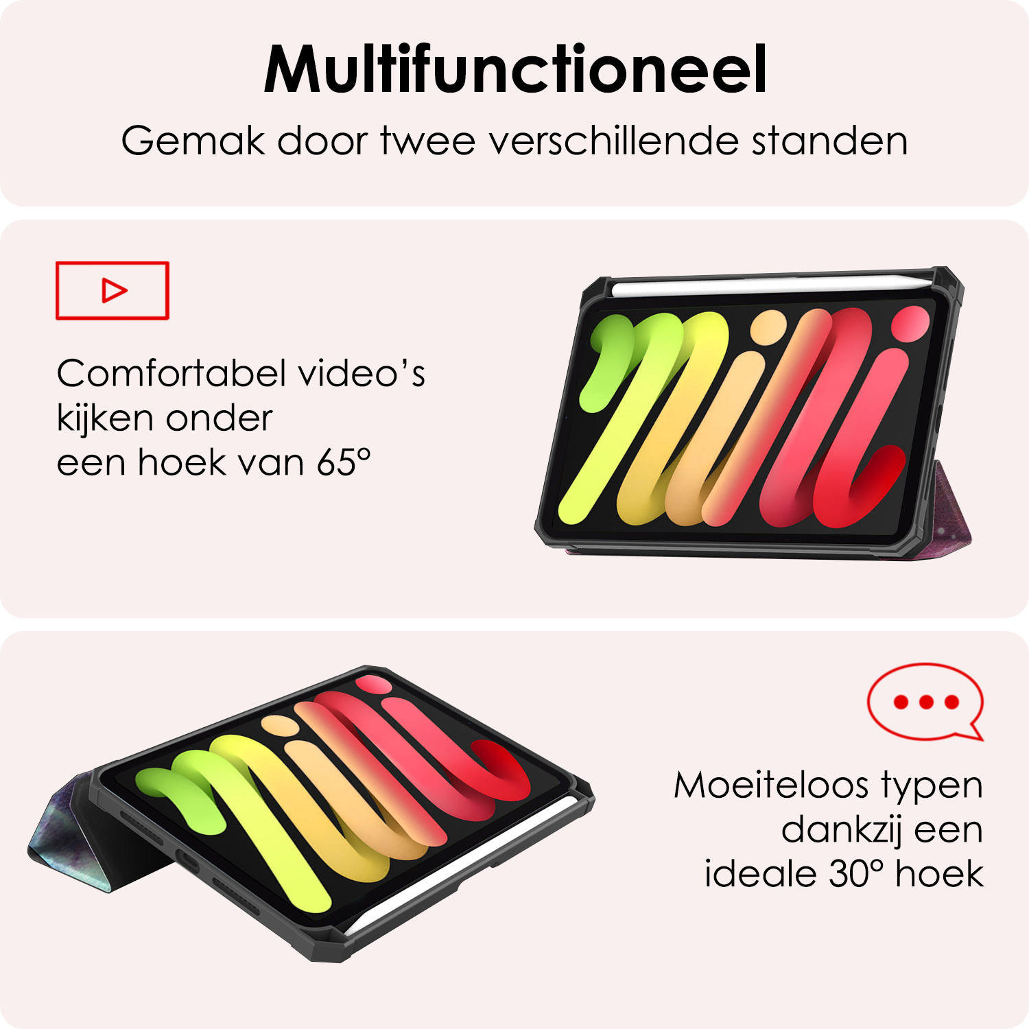 NoXx NoXx iPad Mini 7 Hoesje Met Uitsparing Apple Pencil En Met Screenprotector - Galaxy