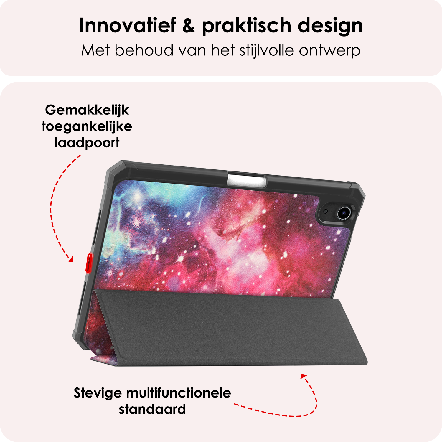 NoXx NoXx iPad Mini 7 Hoesje Met Uitsparing Apple Pencil En Met Screenprotector - Galaxy