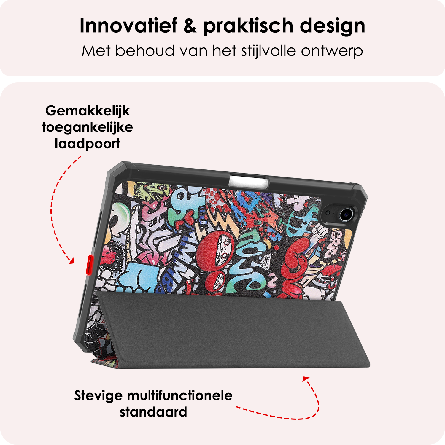 NoXx NoXx iPad Mini 7 Hoesje Met Uitsparing Apple Pencil En Met Screenprotector - Graffity