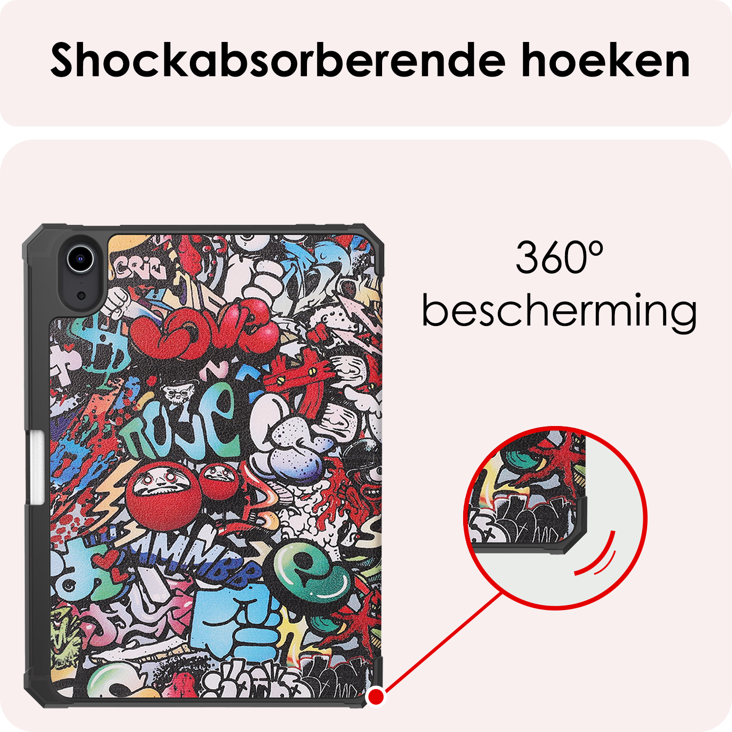 NoXx NoXx iPad Mini 7 Hoesje Met Uitsparing Apple Pencil En Met Screenprotector - Graffity