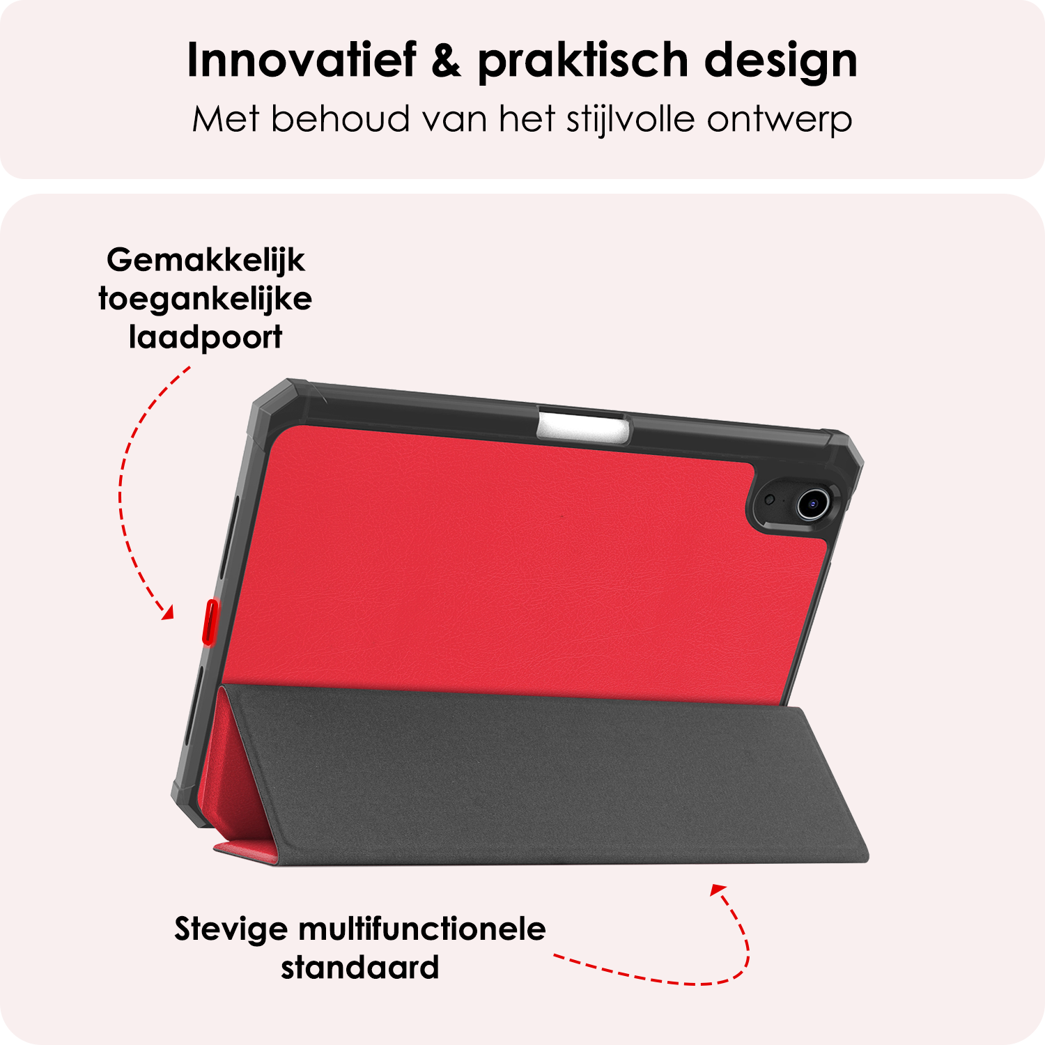 NoXx NoXx iPad Mini 7 Hoesje Met Uitsparing Apple Pencil En Met Screenprotector - Rood