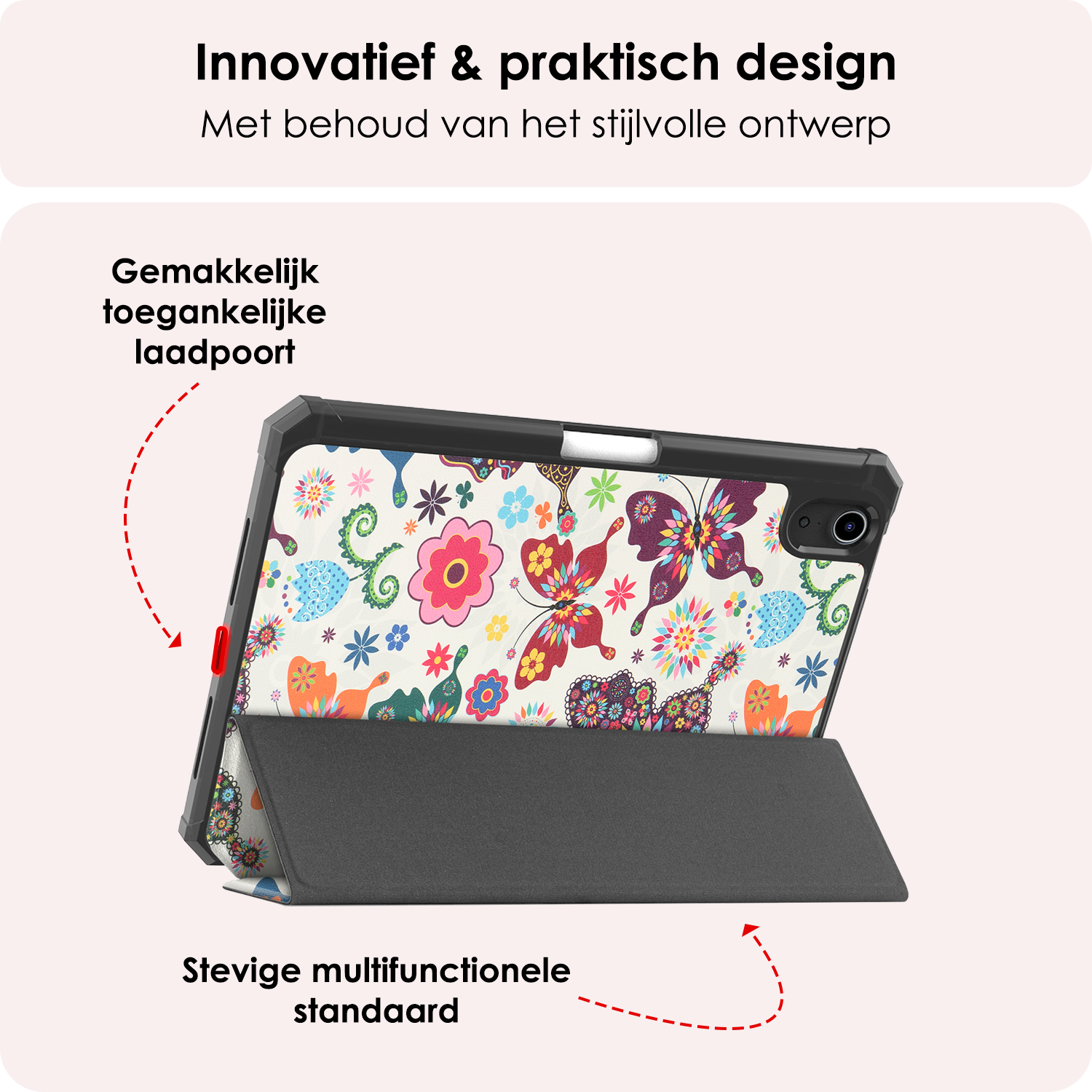 NoXx NoXx iPad Mini 7 Hoesje Met Uitsparing Apple Pencil En Met Screenprotector - Vlinder