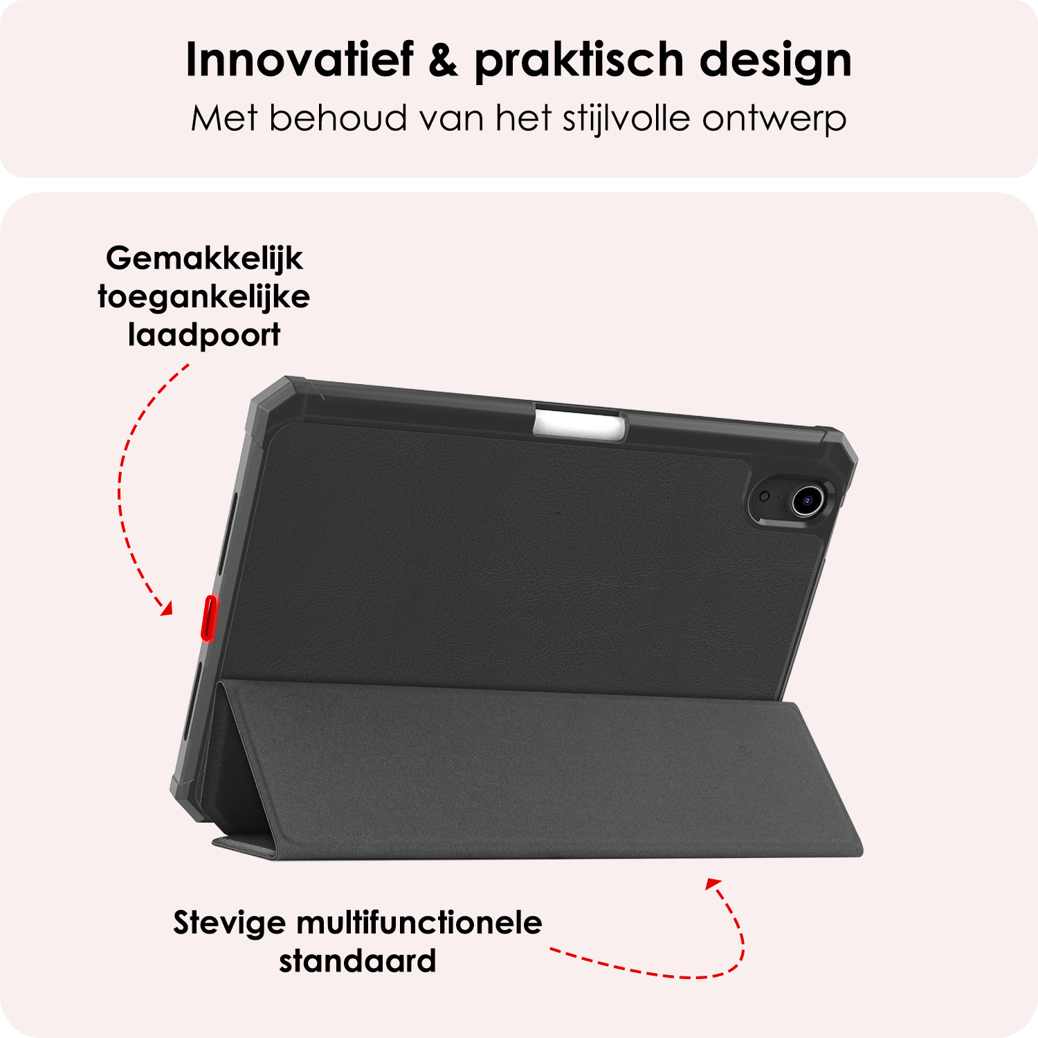 NoXx NoXx iPad Mini 7 Hoesje Met Uitsparing Apple Pencil En Met Screenprotector - Zwart