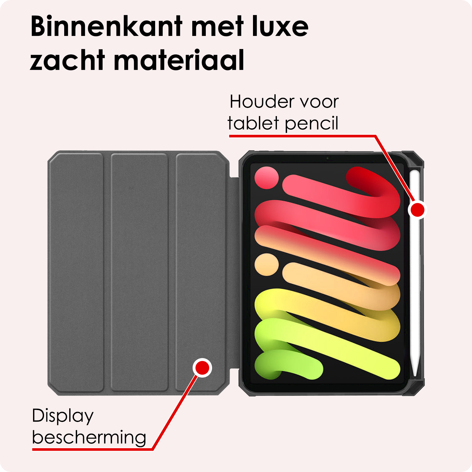 NoXx NoXx iPad Mini 7 Hoesje Met Uitsparing Apple Pencil En Met Screenprotector - Zwart