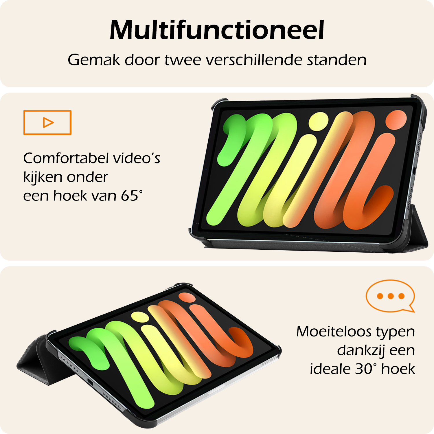 Nomfy Nomfy iPad Mini 7 Hoesje Met Screenprotector - Bloemen