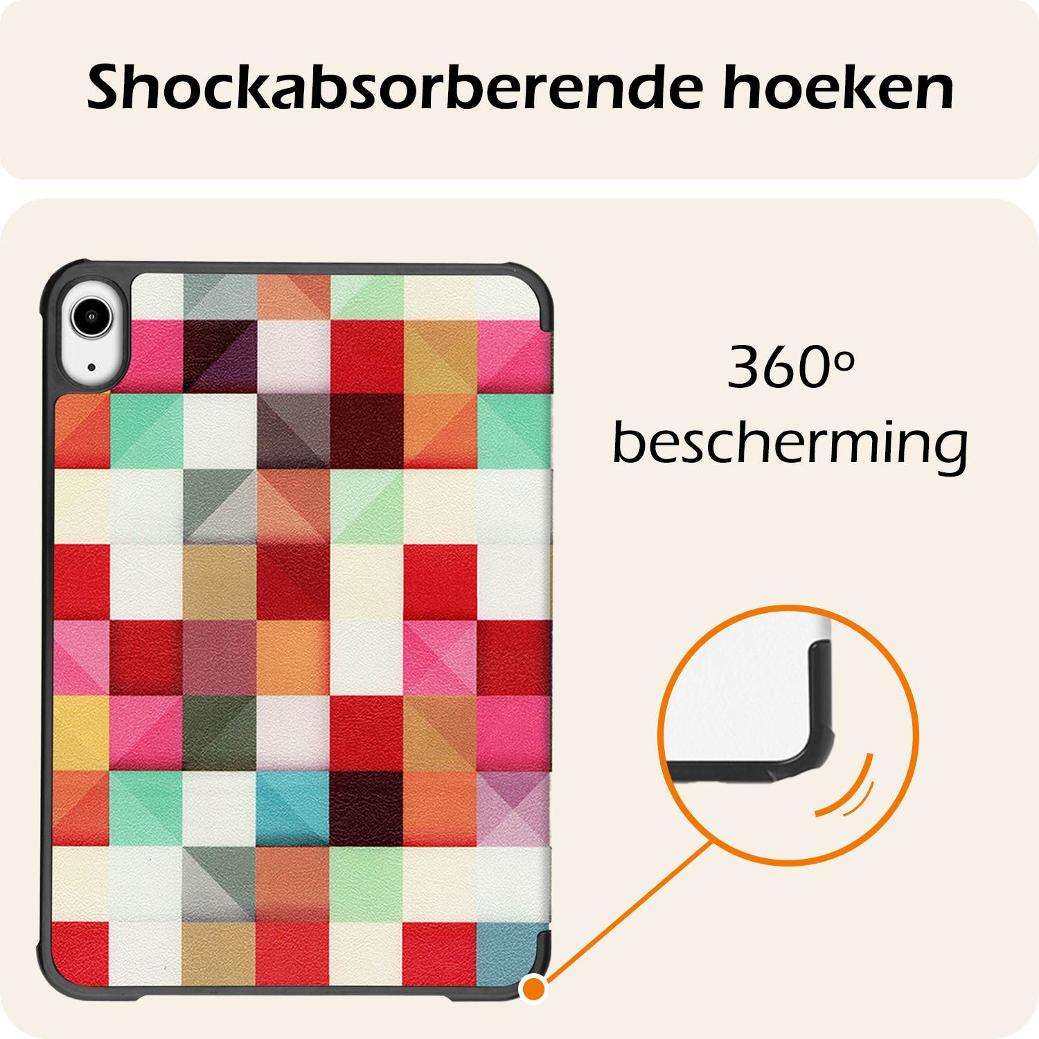 Nomfy Nomfy iPad Mini 7 Hoesje Met Screenprotector - Blokken