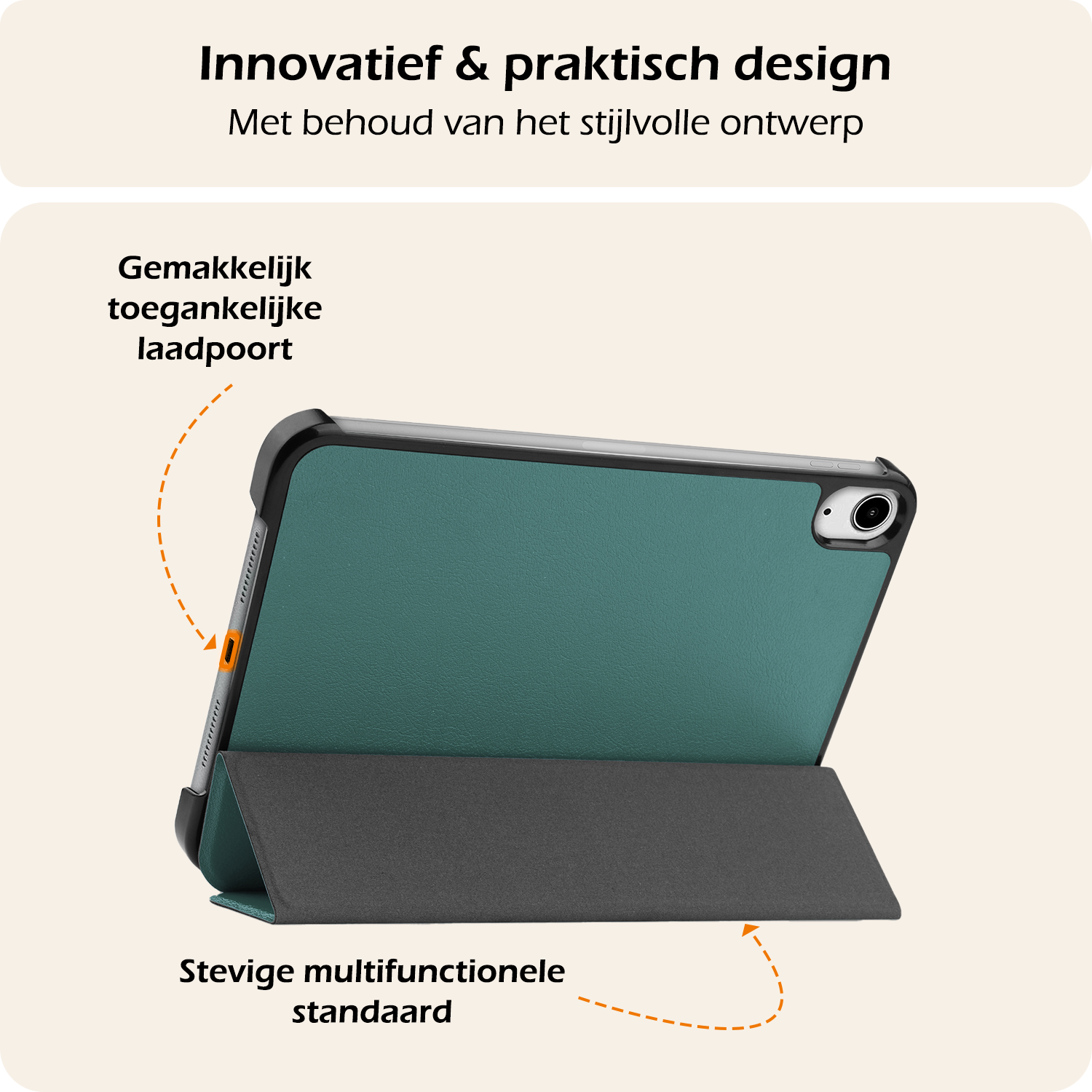 Nomfy Nomfy iPad Mini 7 Hoesje Met Screenprotector - Donkergroen
