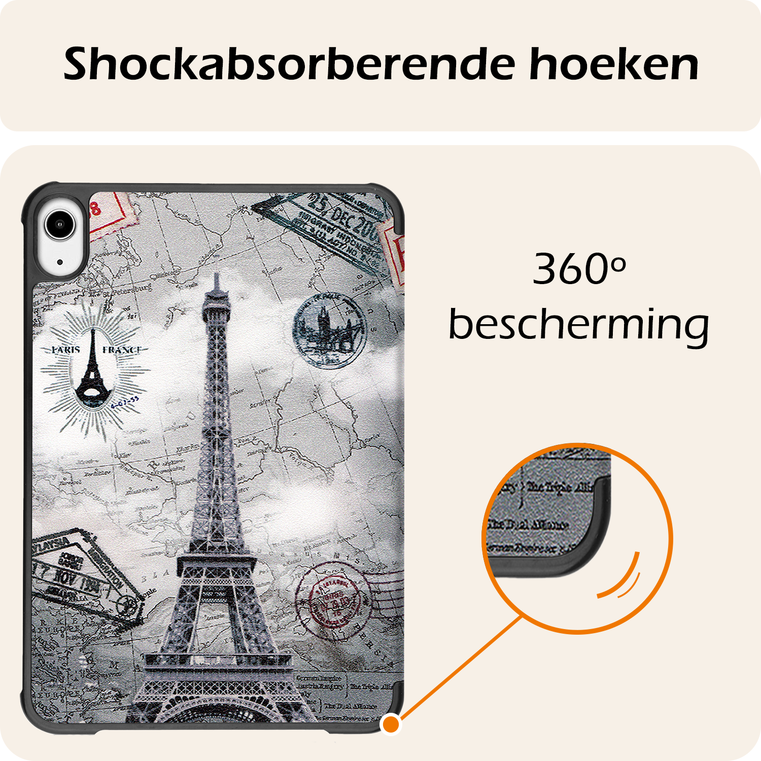 Nomfy Nomfy iPad Mini 7 Hoesje Met Screenprotector - Eiffeltoren