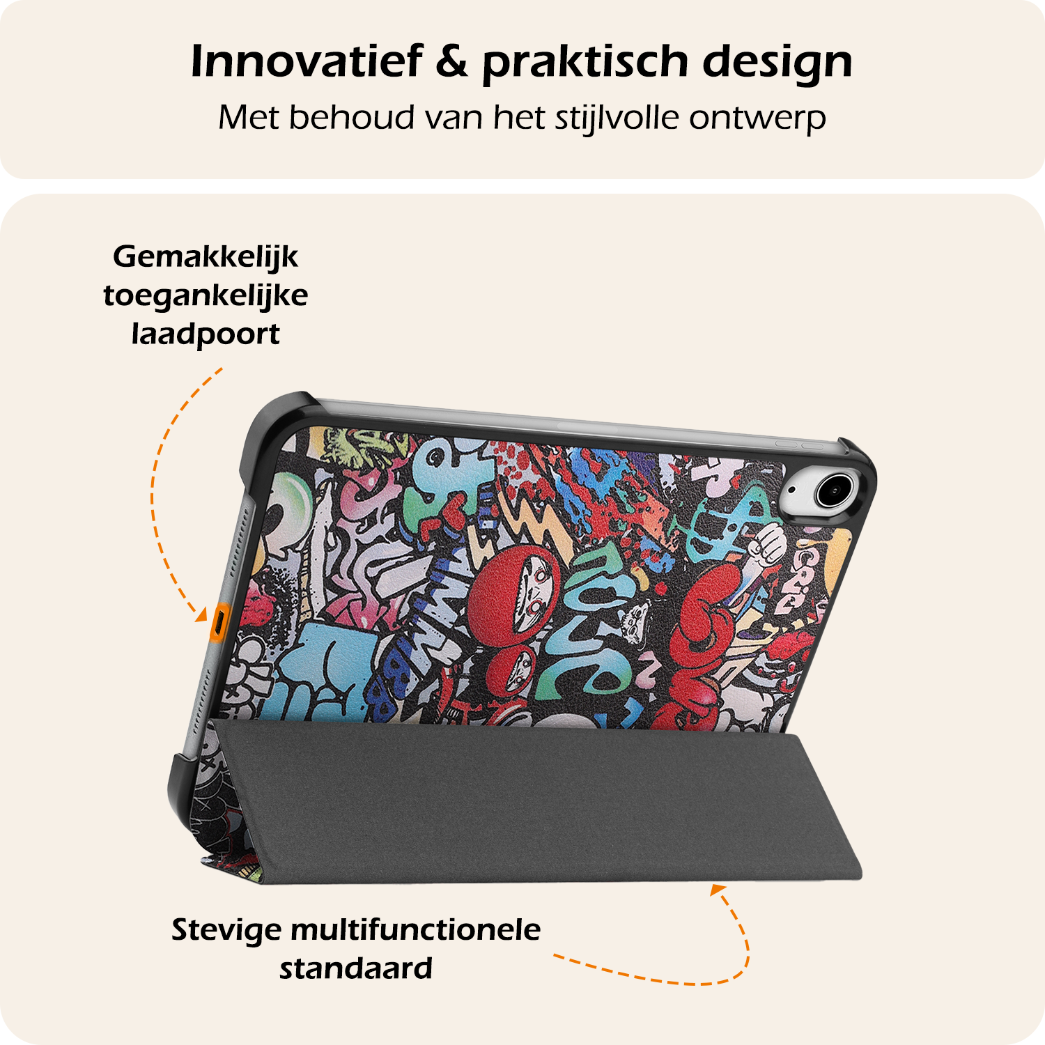 Nomfy Nomfy iPad Mini 7 Hoesje Met Screenprotector - Graffity