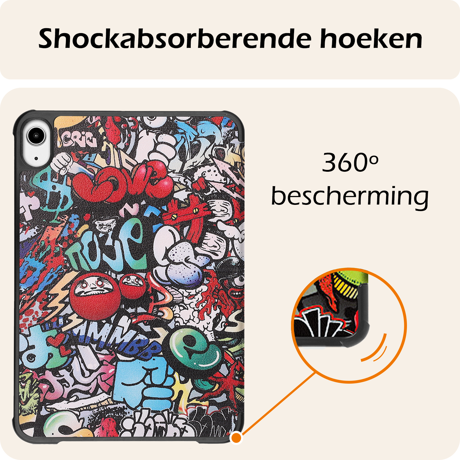 Nomfy Nomfy iPad Mini 7 Hoesje Met Screenprotector - Graffity