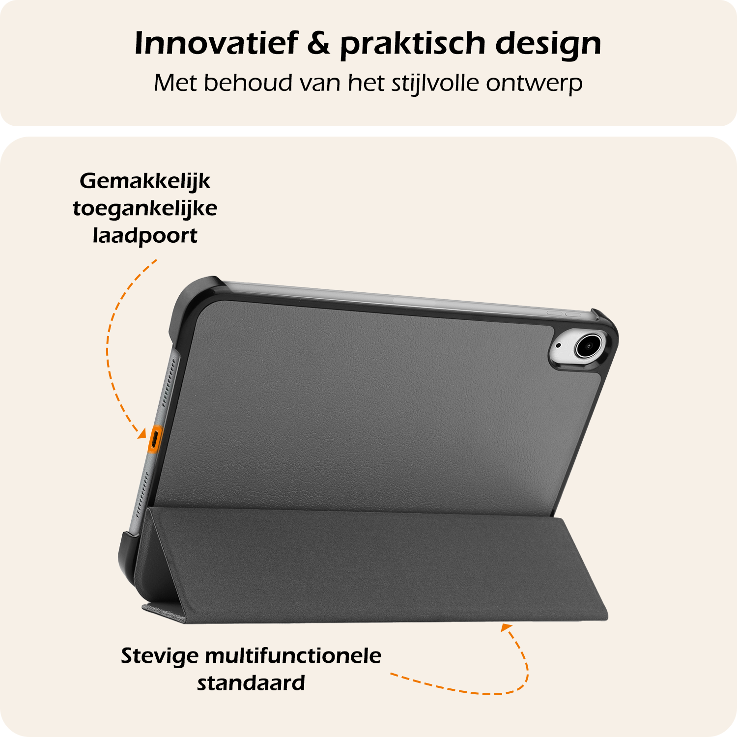 Nomfy Nomfy iPad Mini 7 Hoesje Met Screenprotector - Grijs