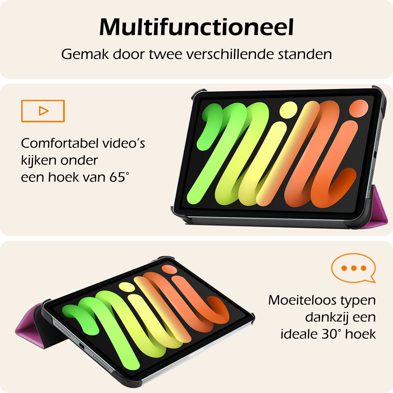 Nomfy Nomfy iPad Mini 7 Hoesje Met Screenprotector - Paars