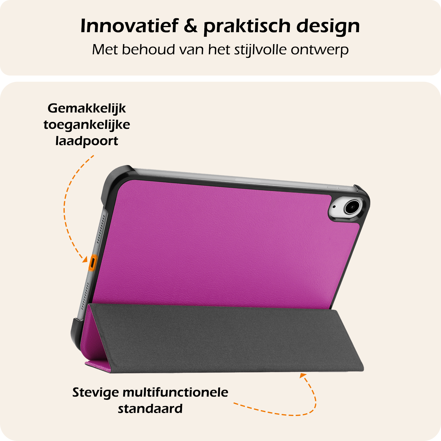 Nomfy Nomfy iPad Mini 7 Hoesje Met Screenprotector - Paars