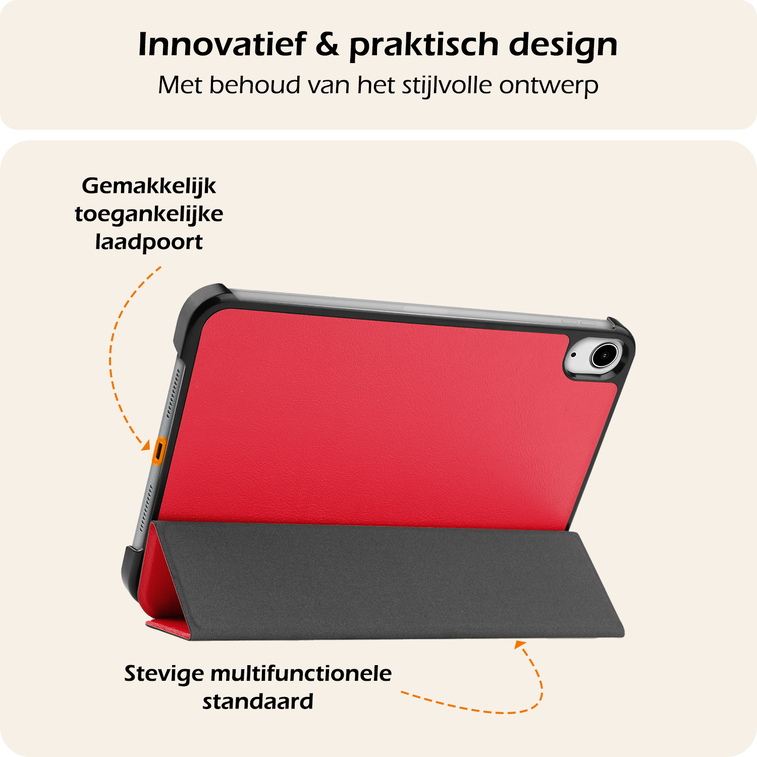 Nomfy Nomfy iPad Mini 7 Hoesje Met Screenprotector - Rood