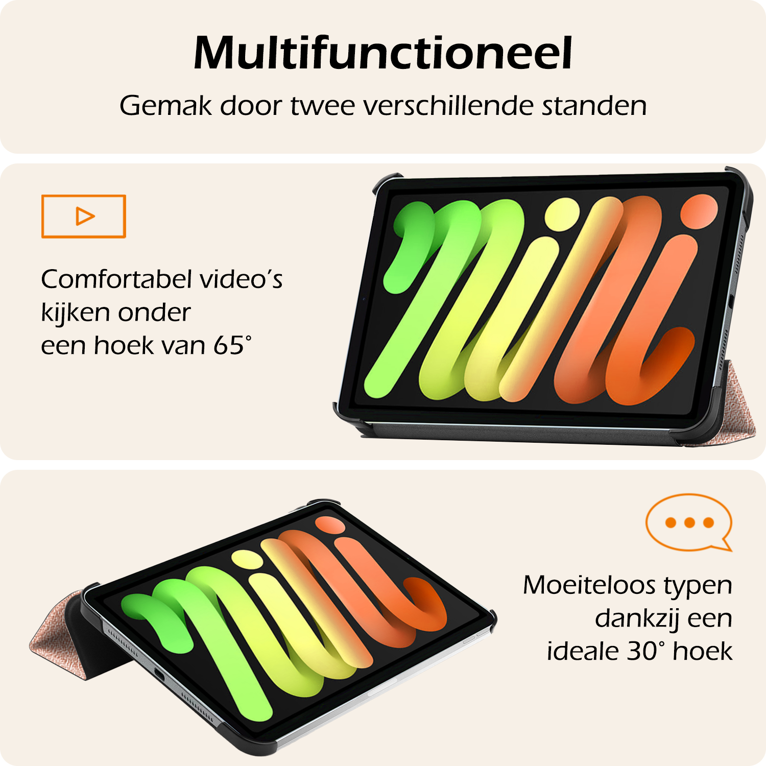 Nomfy Nomfy iPad Mini 7 Hoesje Met Screenprotector - Rose goud
