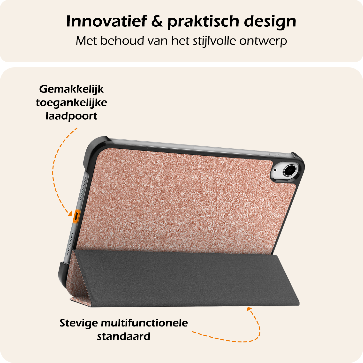 Nomfy Nomfy iPad Mini 7 Hoesje Met Screenprotector - Rose goud
