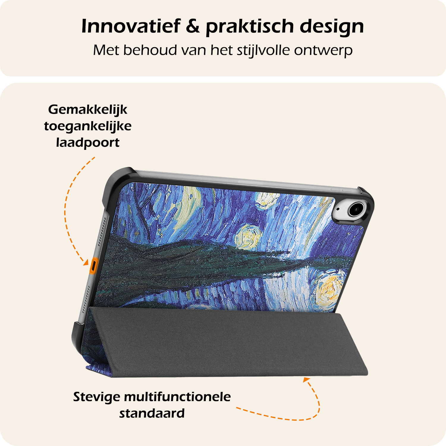 Nomfy Nomfy iPad Mini 7 Hoesje Met Screenprotector - Sterrenhemel