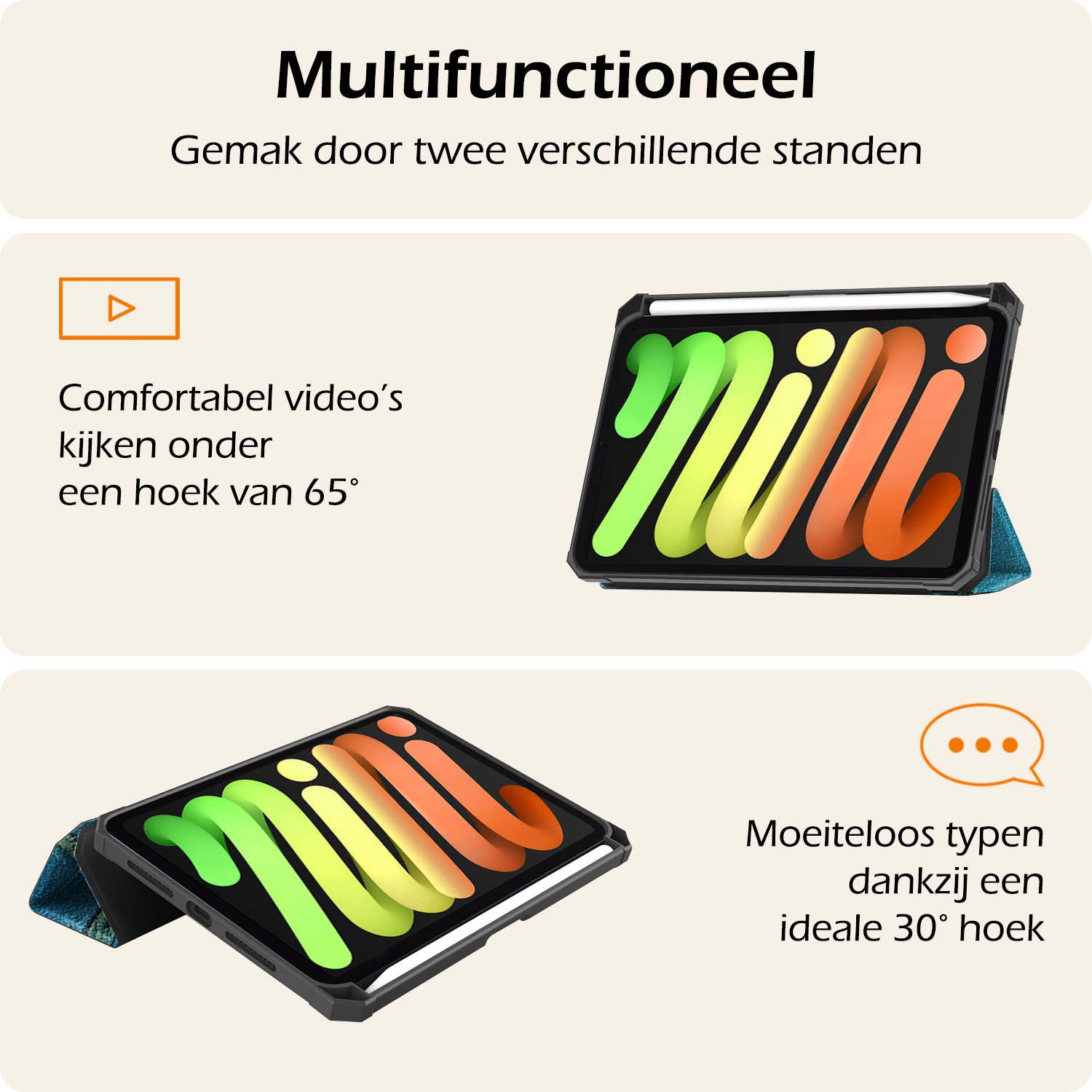 Nomfy Nomfy iPad Mini 7 Hoesje Met Uitsparing Apple Pencil En Met Screenprotector - Witte Bloesem
