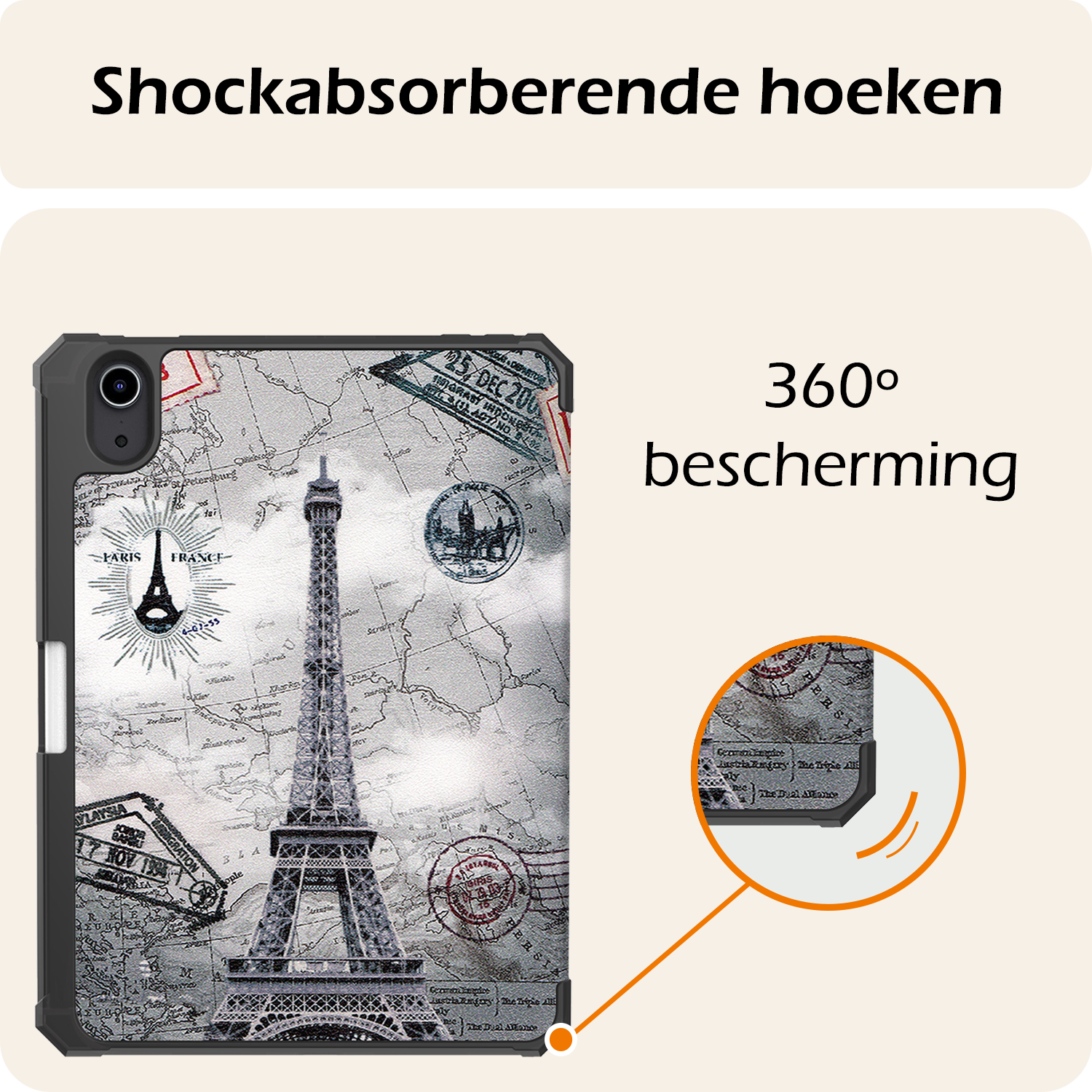 Nomfy Nomfy iPad Mini 7 Hoesje Met Uitsparing Apple Pencil En Met Screenprotector - Eiffeltoren