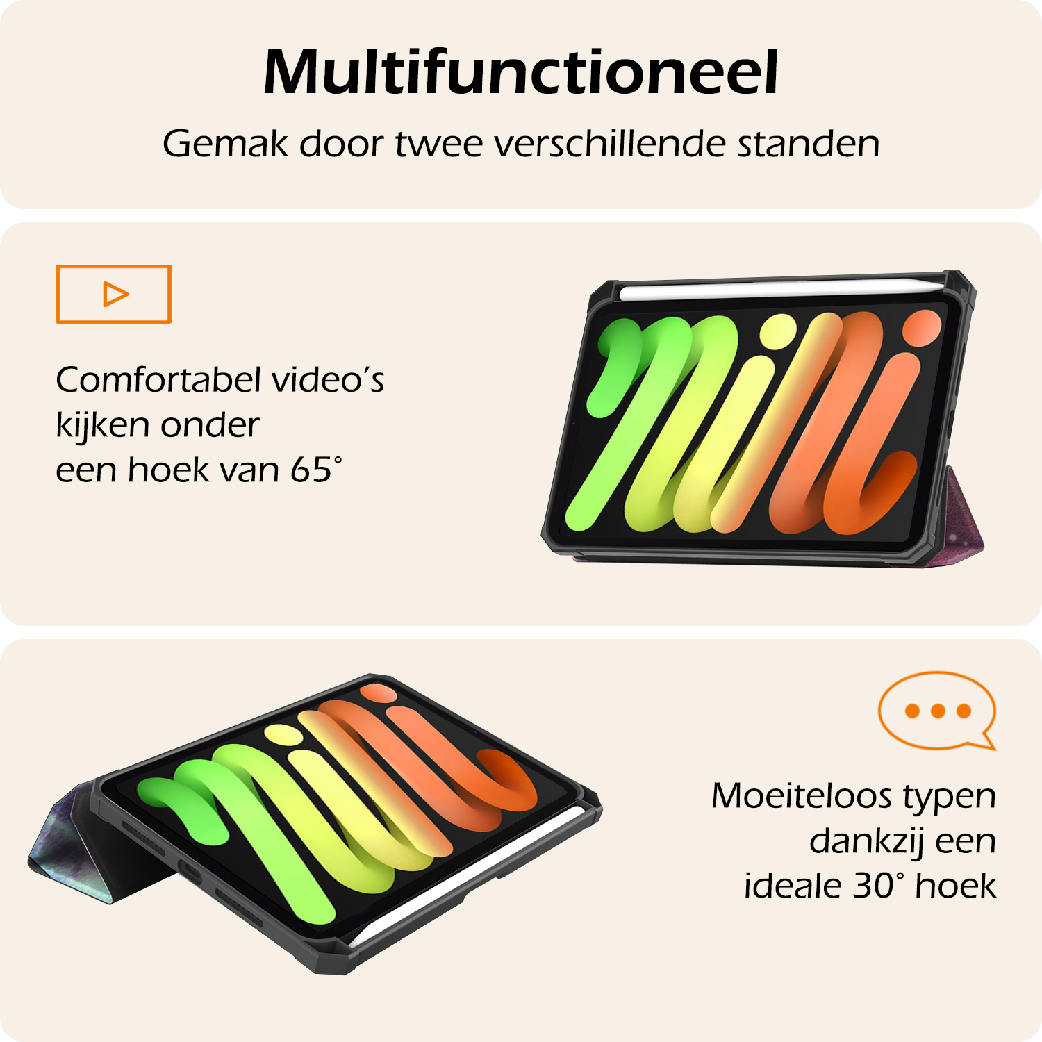 Nomfy Nomfy iPad Mini 7 Hoesje Met Uitsparing Apple Pencil En Met Screenprotector - Galaxy