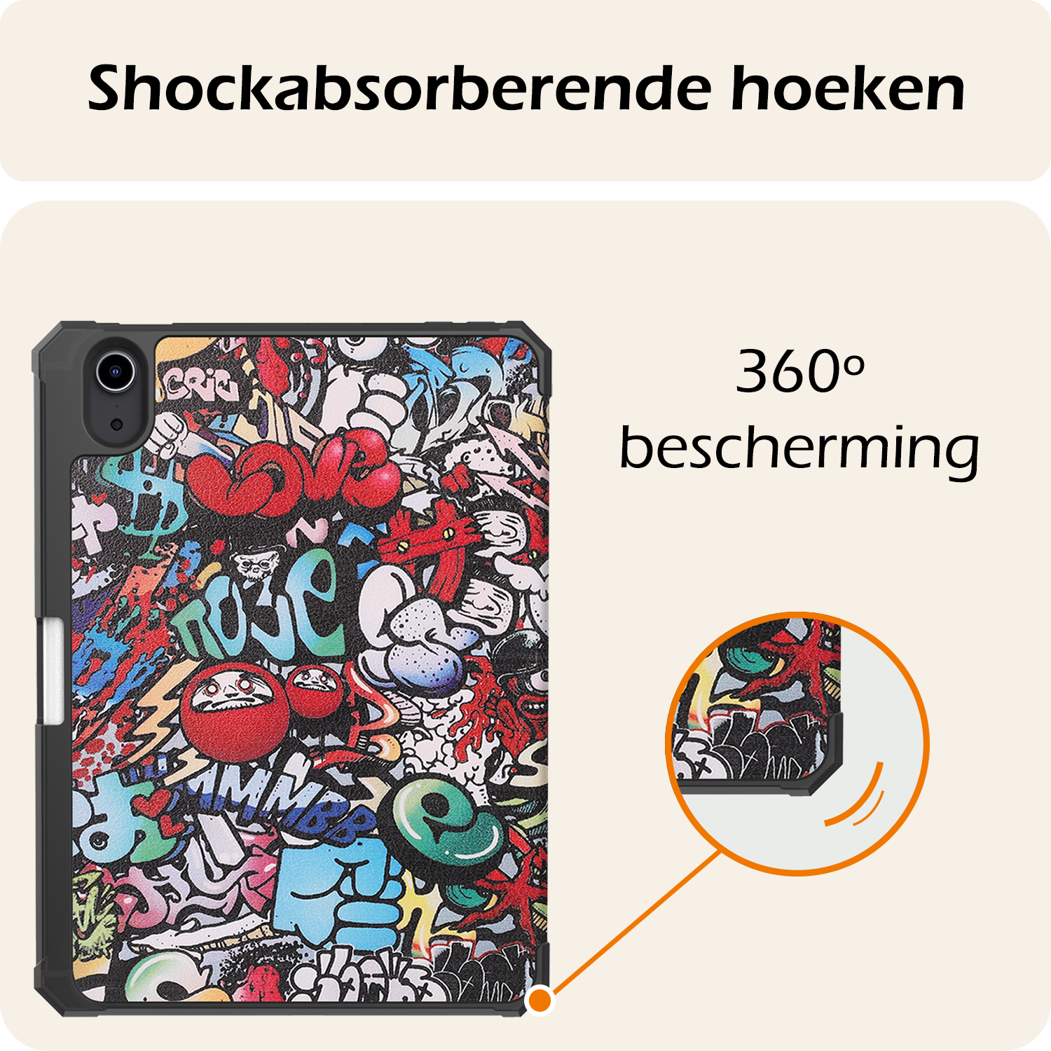 Nomfy Nomfy iPad Mini 7 Hoesje Met Uitsparing Apple Pencil En Met Screenprotector - Graffity