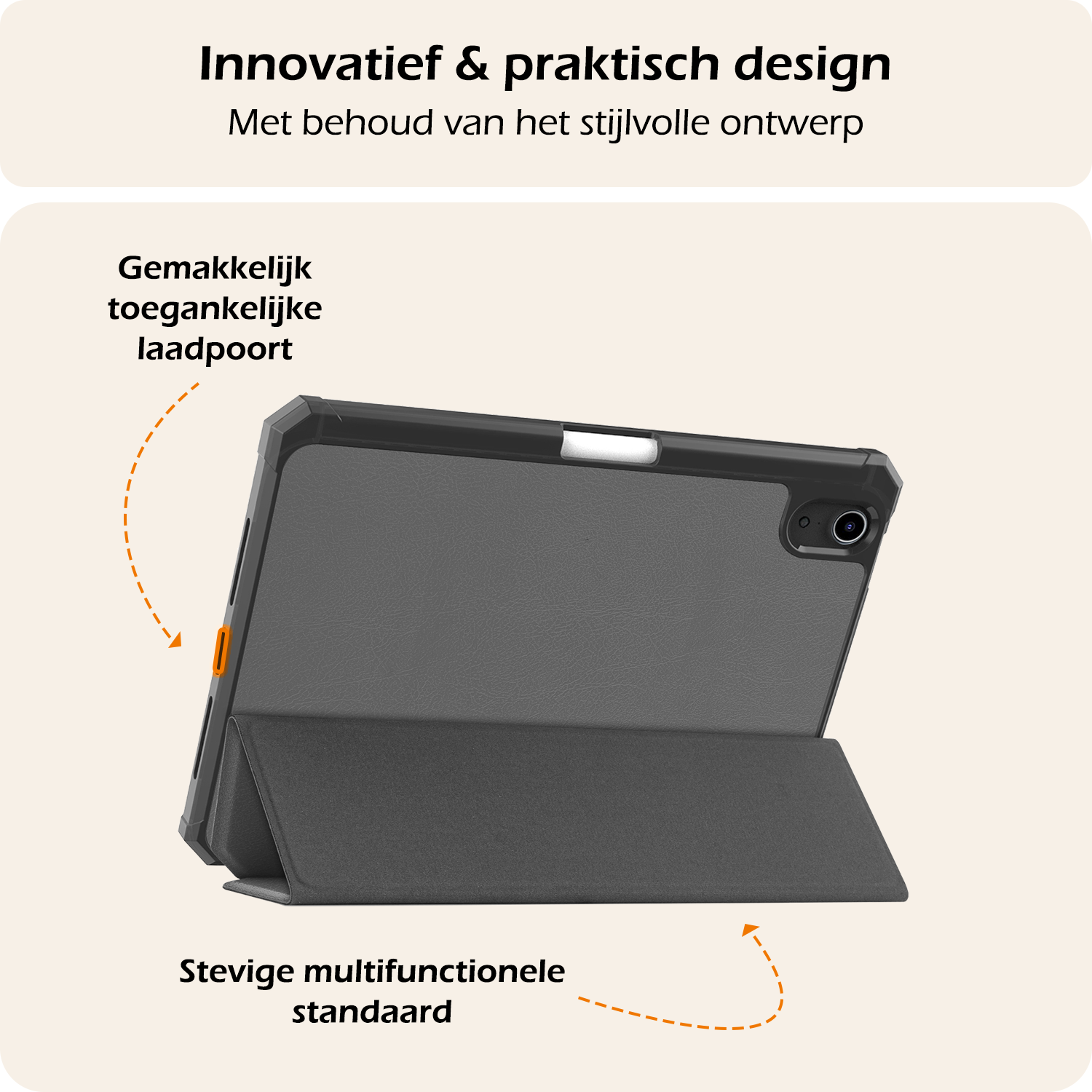 Nomfy Nomfy iPad Mini 7 Hoesje Met Uitsparing Apple Pencil En Met Screenprotector - Grijs