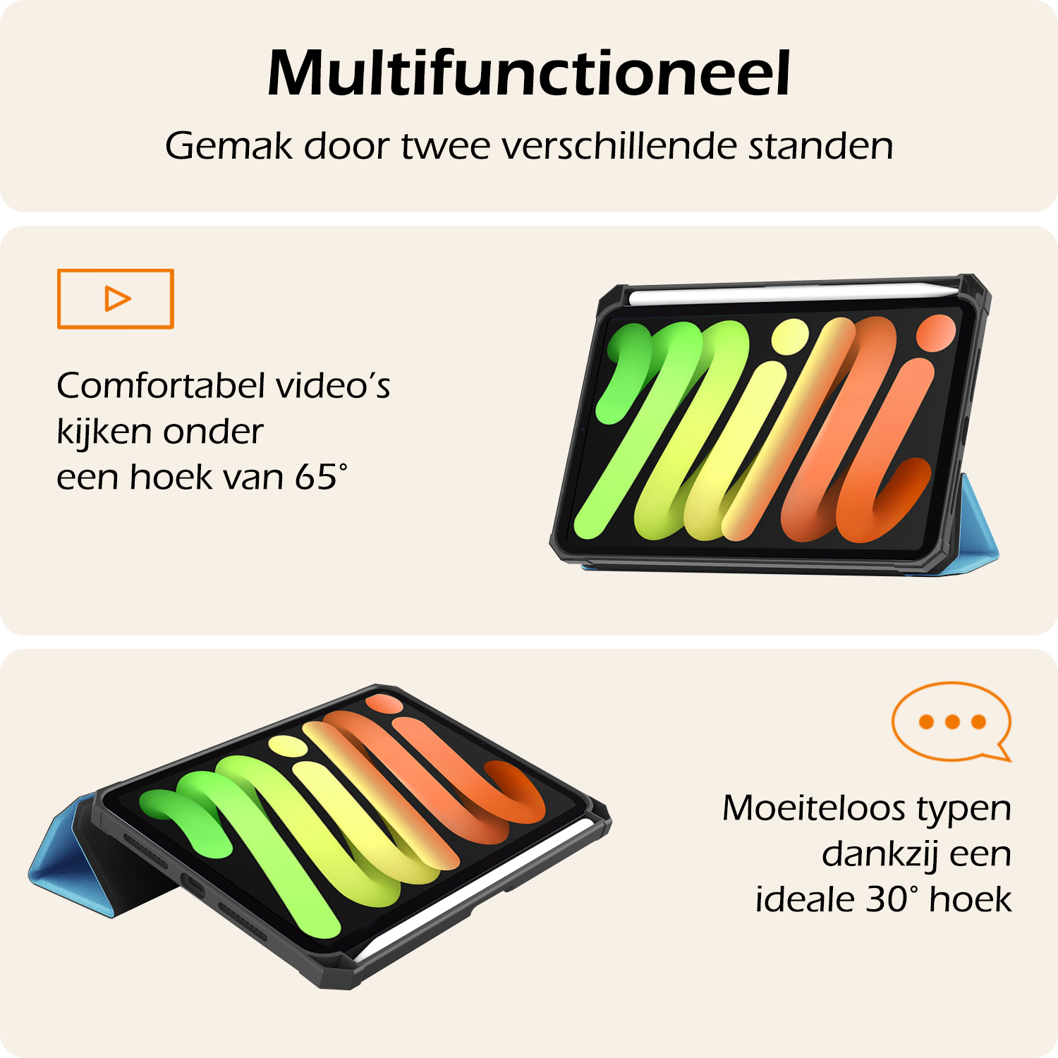 Nomfy Nomfy iPad Mini 7 Hoesje Met Uitsparing Apple Pencil En Met Screenprotector - Lichtblauw