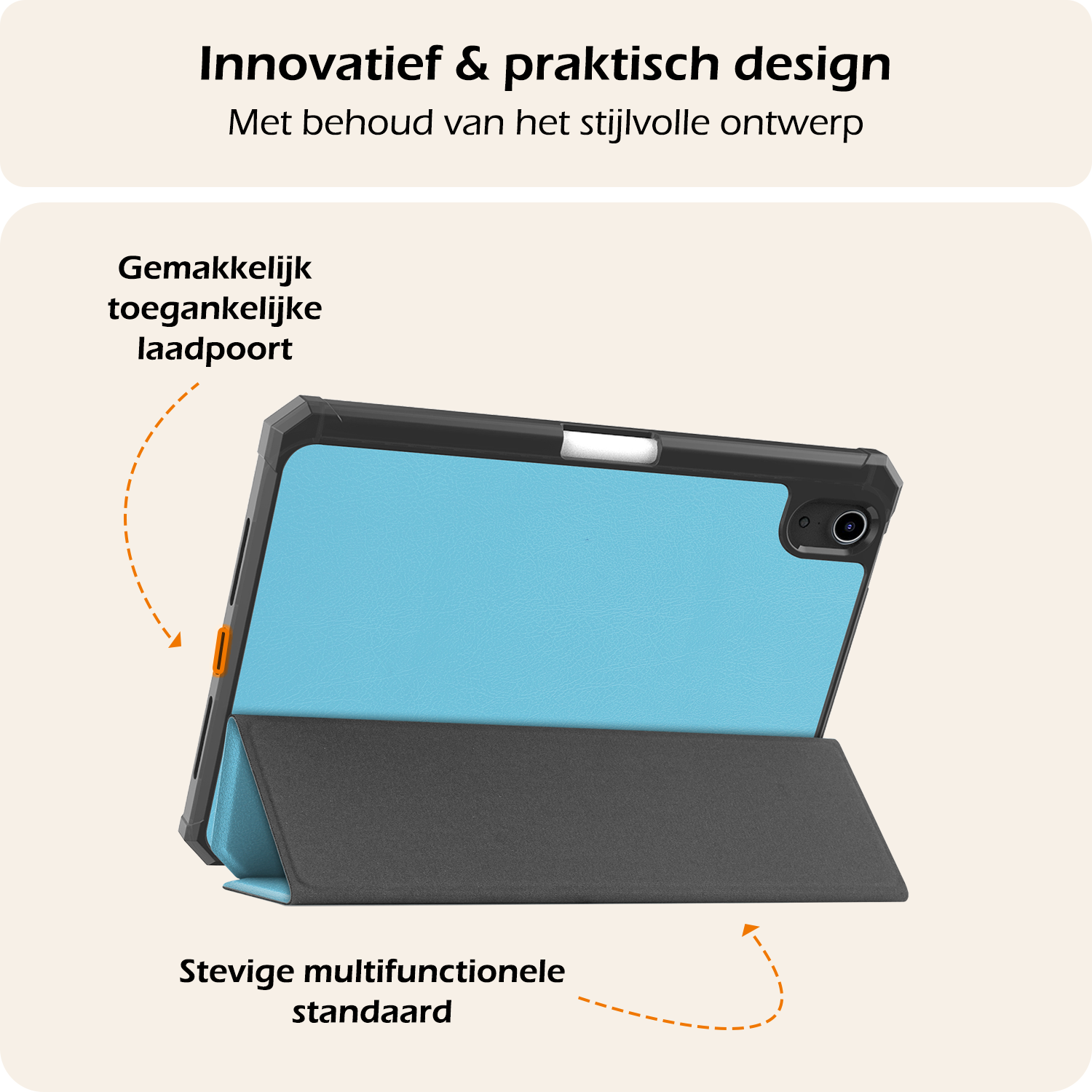 Nomfy Nomfy iPad Mini 7 Hoesje Met Uitsparing Apple Pencil En Met Screenprotector - Lichtblauw