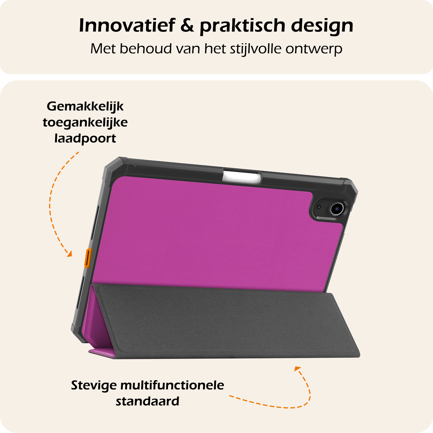 Nomfy Nomfy iPad Mini 7 Hoesje Met Uitsparing Apple Pencil En Met Screenprotector - Paars