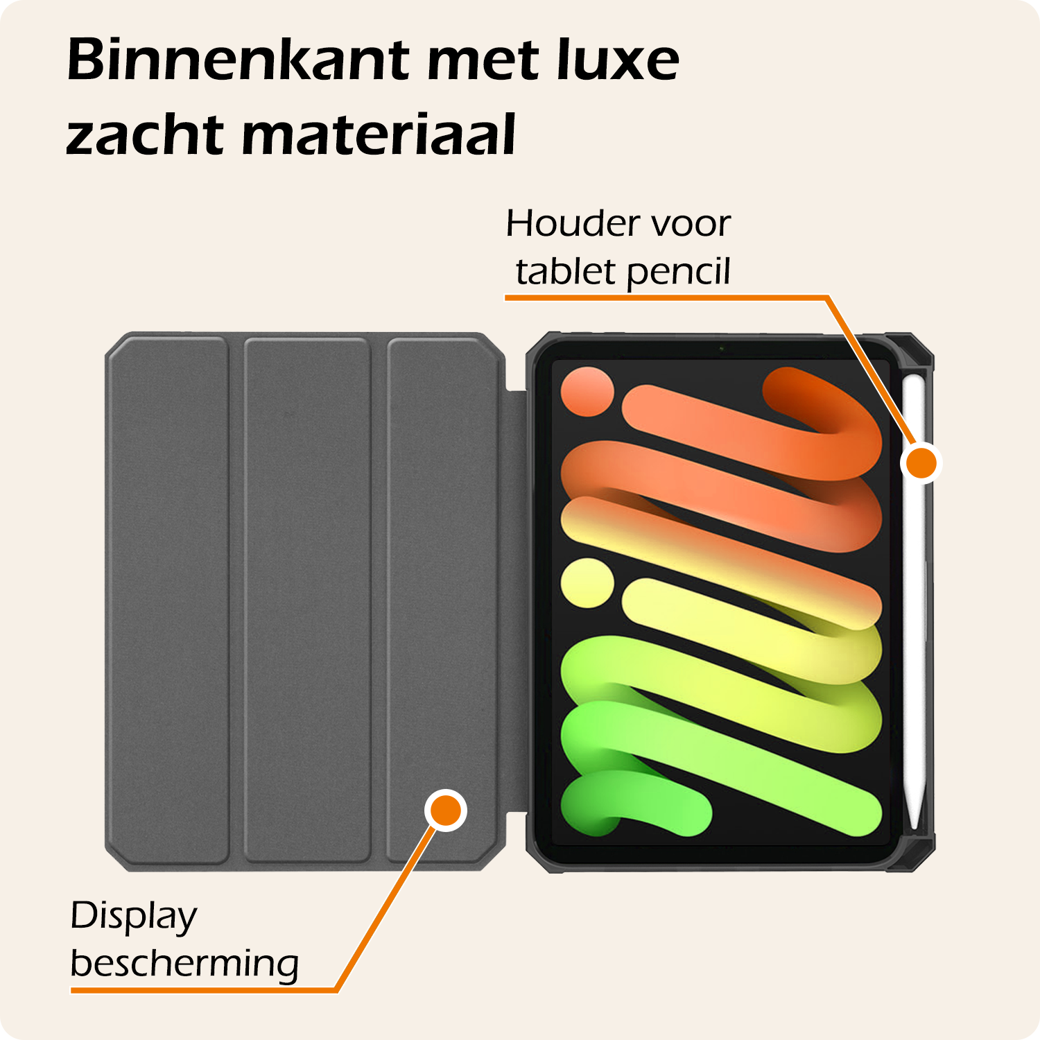 Nomfy Nomfy iPad Mini 7 Hoesje Met Uitsparing Apple Pencil En Met Screenprotector - Paars