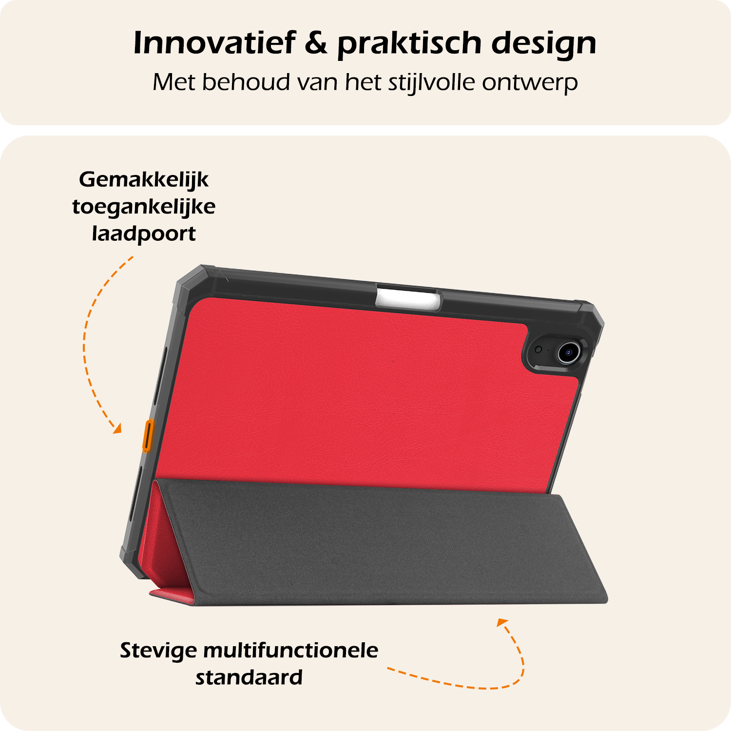Nomfy Nomfy iPad Mini 7 Hoesje Met Uitsparing Apple Pencil En Met Screenprotector - Rood