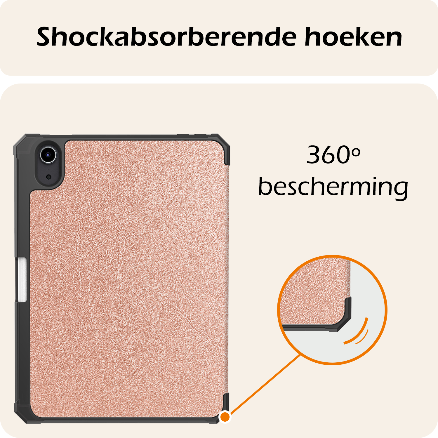 Nomfy Nomfy iPad Mini 7 Hoesje Met Uitsparing Apple Pencil En Met Screenprotector - Rose Goud