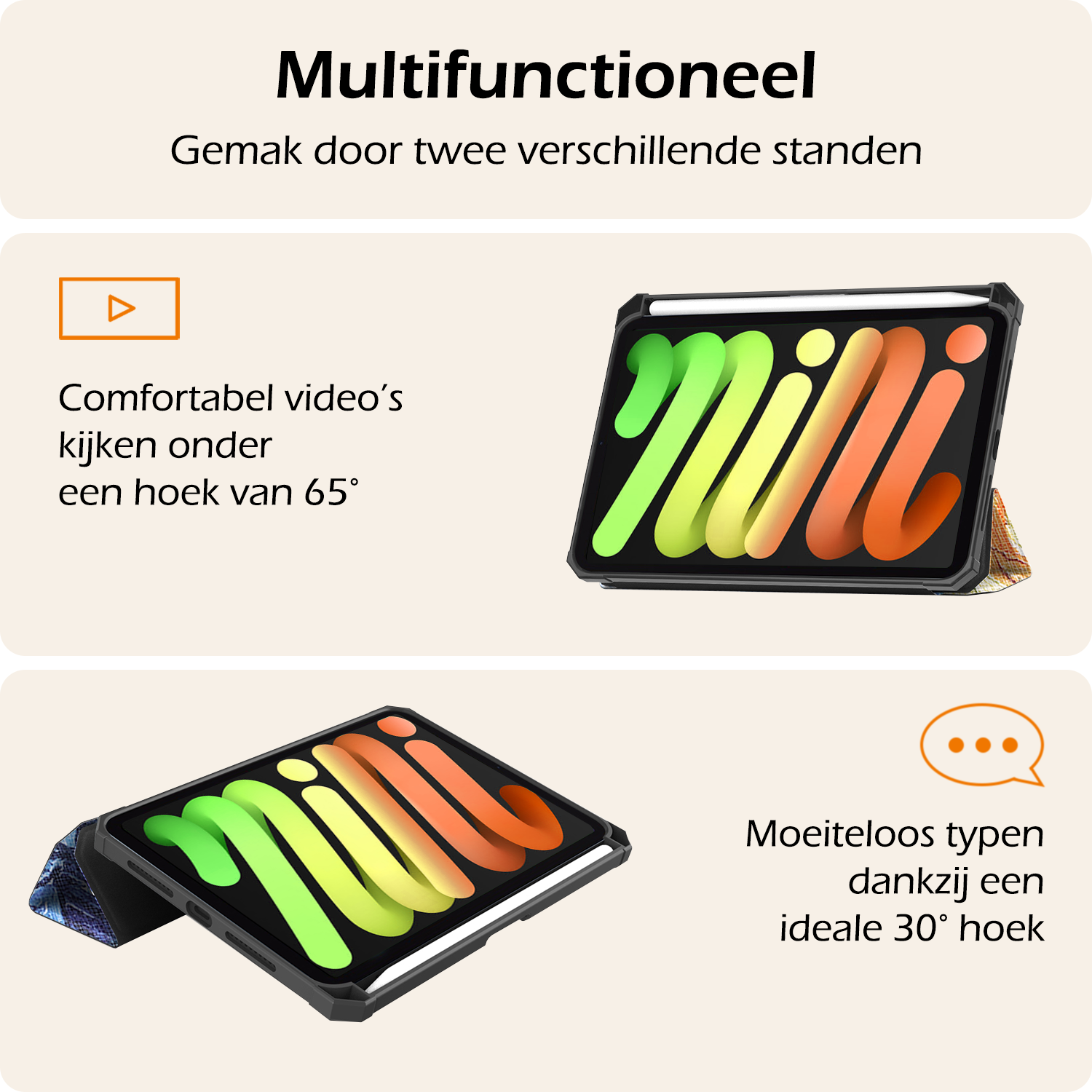 Nomfy Nomfy iPad Mini 7 Hoesje Met Uitsparing Apple Pencil En Met Screenprotector - Sterrenhemel