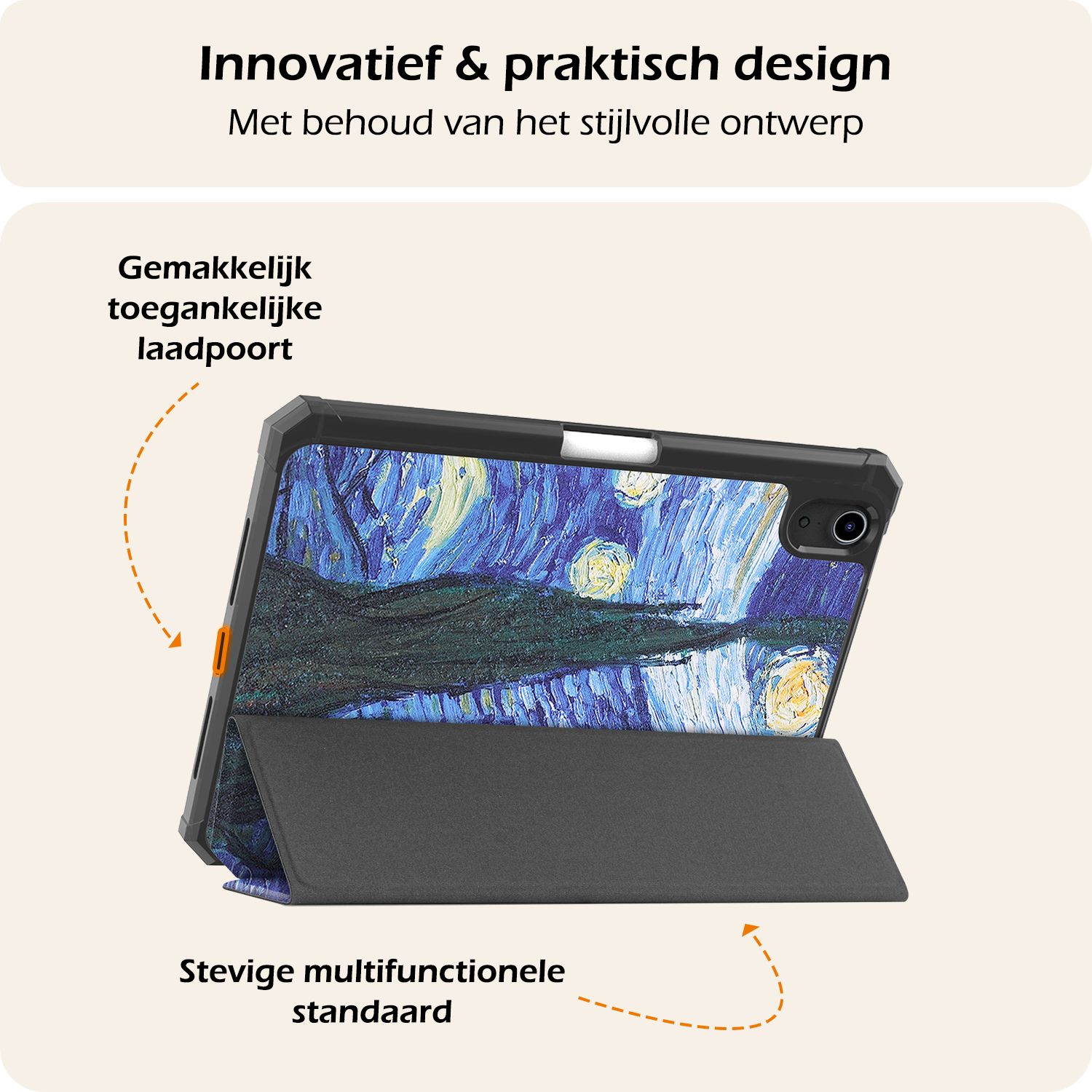 Nomfy Nomfy iPad Mini 7 Hoesje Met Uitsparing Apple Pencil En Met Screenprotector - Sterrenhemel