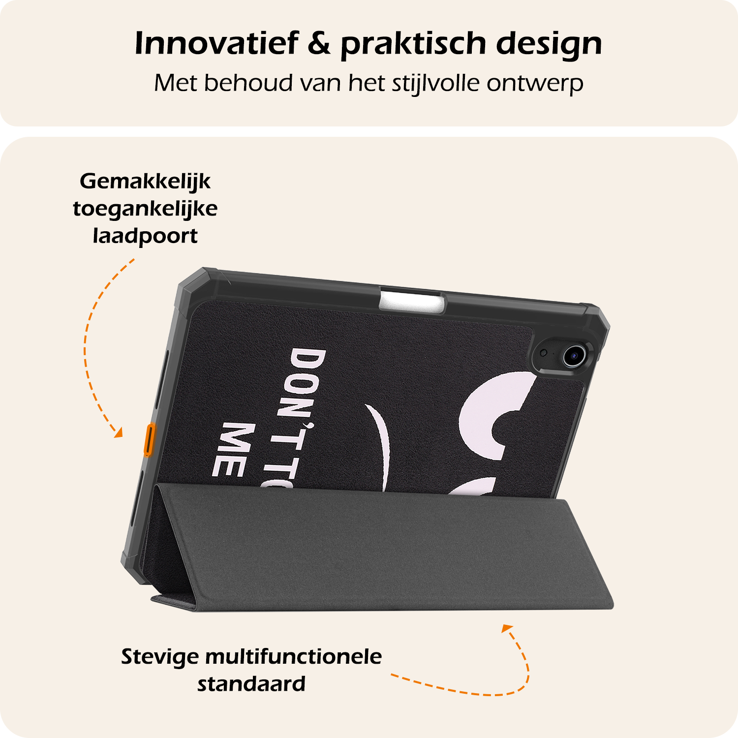 Nomfy Nomfy iPad Mini 7 Hoesje Met Uitsparing Apple Pencil En Met Screenprotector - Don't touch me