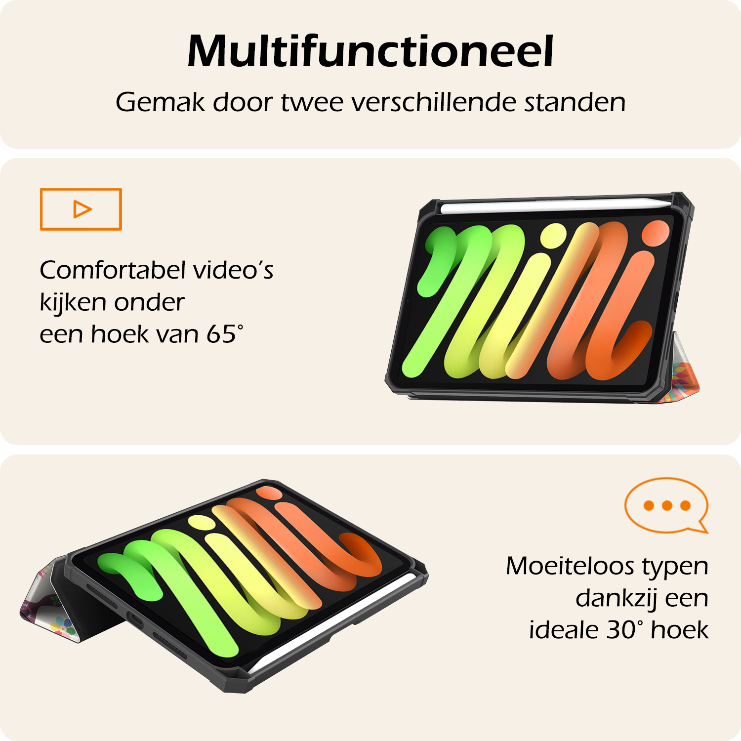 Nomfy Nomfy iPad Mini 7 Hoesje Met Uitsparing Apple Pencil En Met Screenprotector - Vlinder