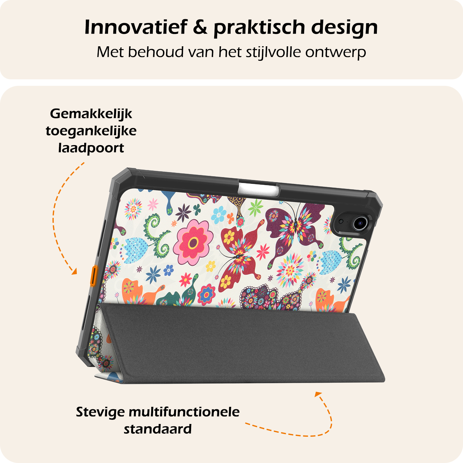 Nomfy Nomfy iPad Mini 7 Hoesje Met Uitsparing Apple Pencil En Met Screenprotector - Vlinder