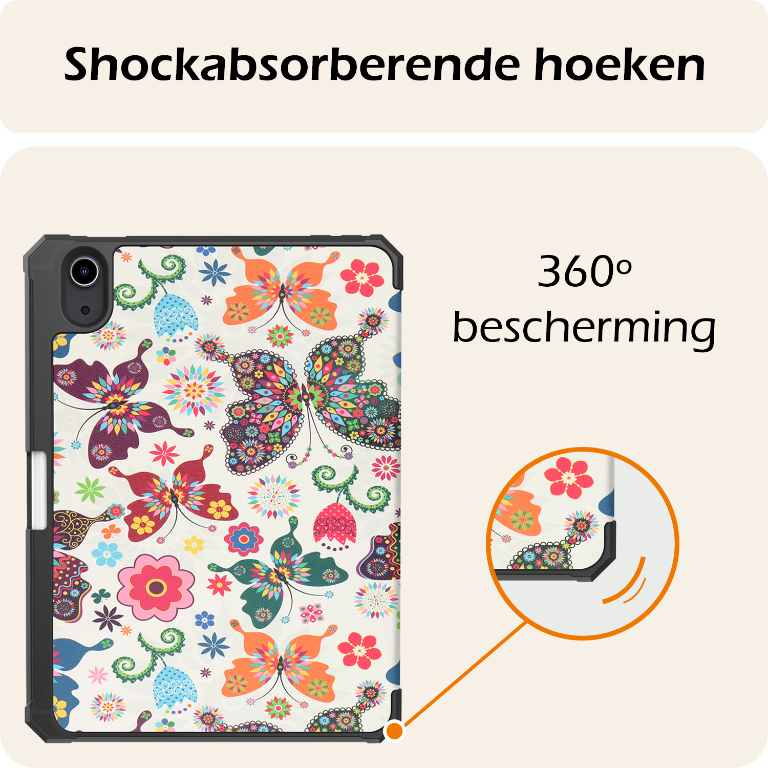 Nomfy Nomfy iPad Mini 7 Hoesje Met Uitsparing Apple Pencil En Met Screenprotector - Vlinder