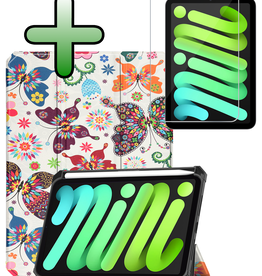 BASEY. BASEY. iPad Mini 7 Hoesje Met Uitsparing Apple Pencil En Met Screenprotector - Vlinder