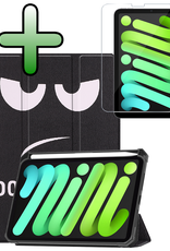 BASEY. BASEY. iPad Mini 7 Hoesje Met Uitsparing Apple Pencil En Met Screenprotector - Don't touch me