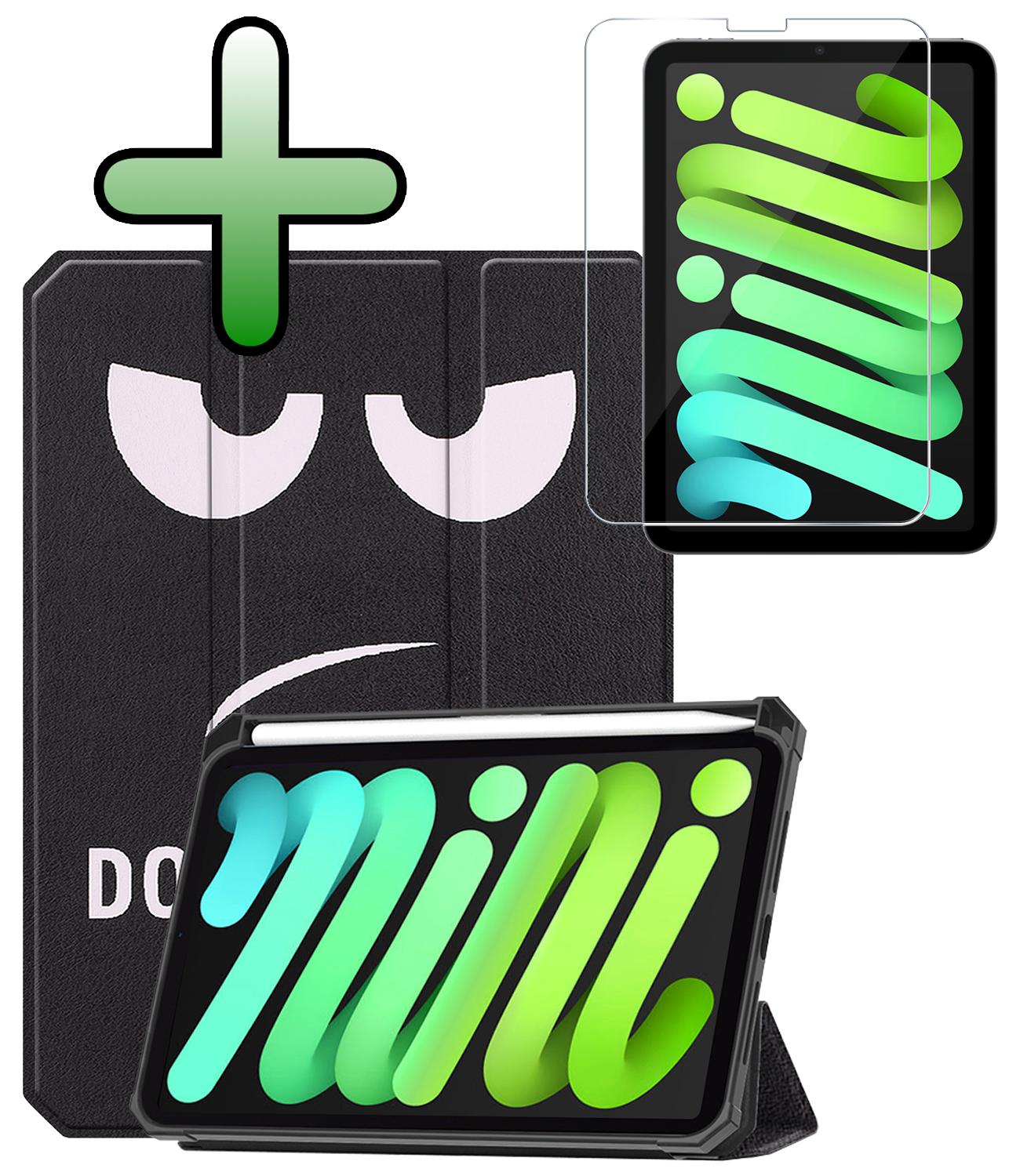 BASEY. BASEY. iPad Mini 7 Hoesje Met Uitsparing Apple Pencil En Met Screenprotector - Don't touch me