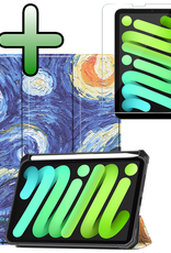 BASEY. BASEY. iPad Mini 7 Hoesje Met Uitsparing Apple Pencil En Met Screenprotector - Sterrenhemel