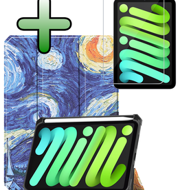 BASEY. BASEY. iPad Mini 7 Hoesje Met Uitsparing Apple Pencil En Met Screenprotector - Sterrenhemel