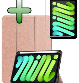 BASEY. BASEY. iPad Mini 7 Hoesje Met Uitsparing Apple Pencil En Met Screenprotector - Rose Goud