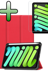 BASEY. BASEY. iPad Mini 7 Hoesje Met Uitsparing Apple Pencil En Met Screenprotector - Rood