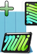 BASEY. BASEY. iPad Mini 7 Hoesje Met Uitsparing Apple Pencil En Met Screenprotector - Lichtblauw